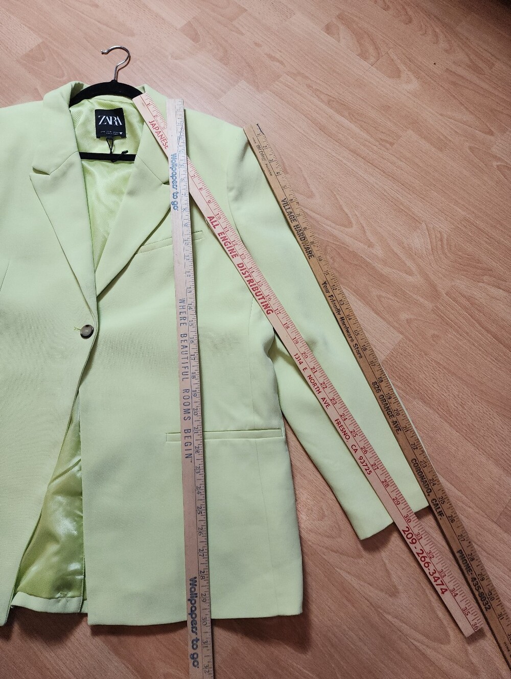 Zara Lime Green Single Button Blazer Jacket Size XL Blogger Fav Lyocell Blend - Picture 6 of 16